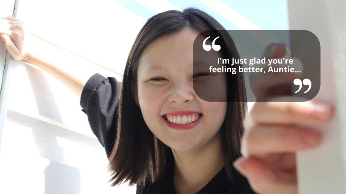 A woman talking to someone