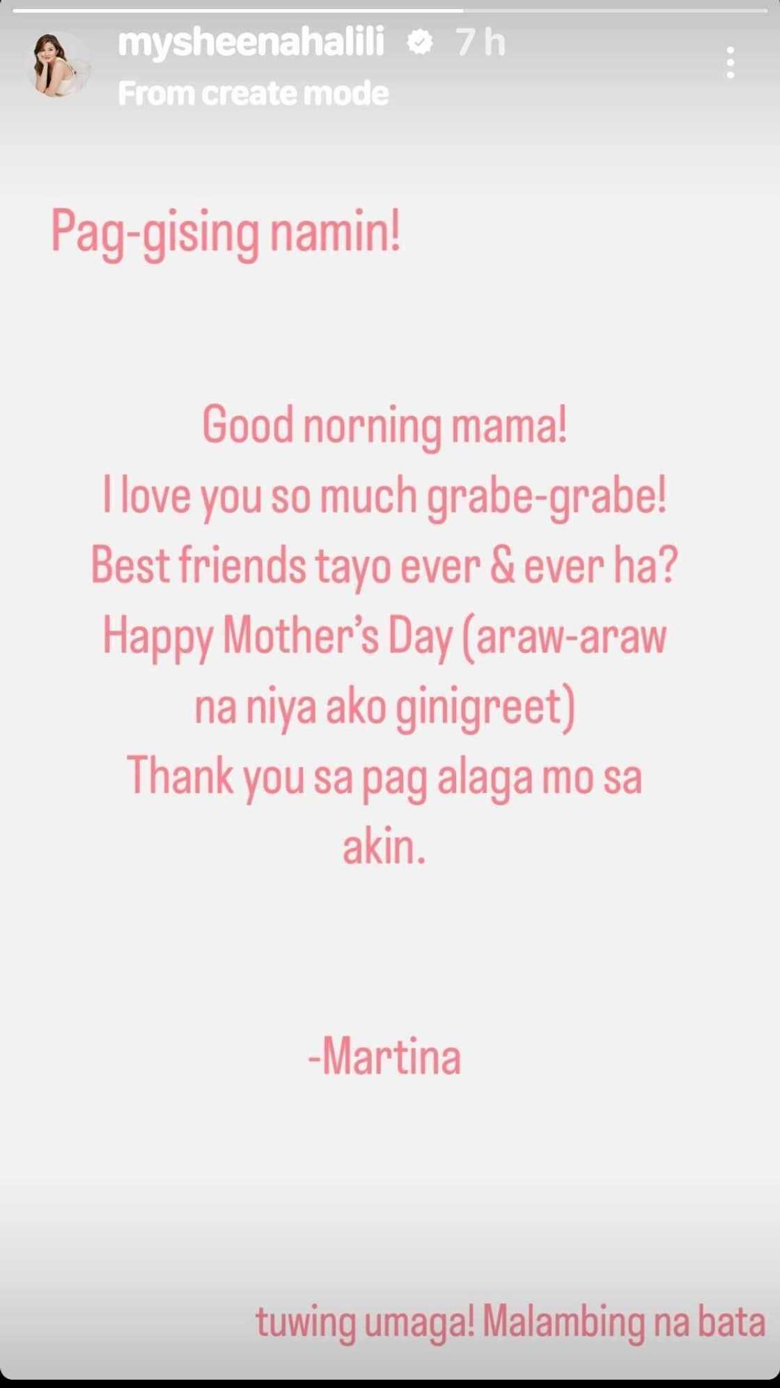 Sheena Halili, ibinahagi ang sweet na sinabi ni Martina paggising nila: “araw-araw na ako ginigreet” Sheena Halili, ibinahagi ang sweet na sinabi ni Martina paggising nila: “araw-araw na ako ginigreet”