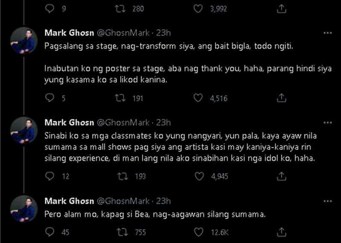 Theater artist Mark Ghosn, hinagisan umano ng tissue ni Toni Gonzaga na ginamit sa kilikili