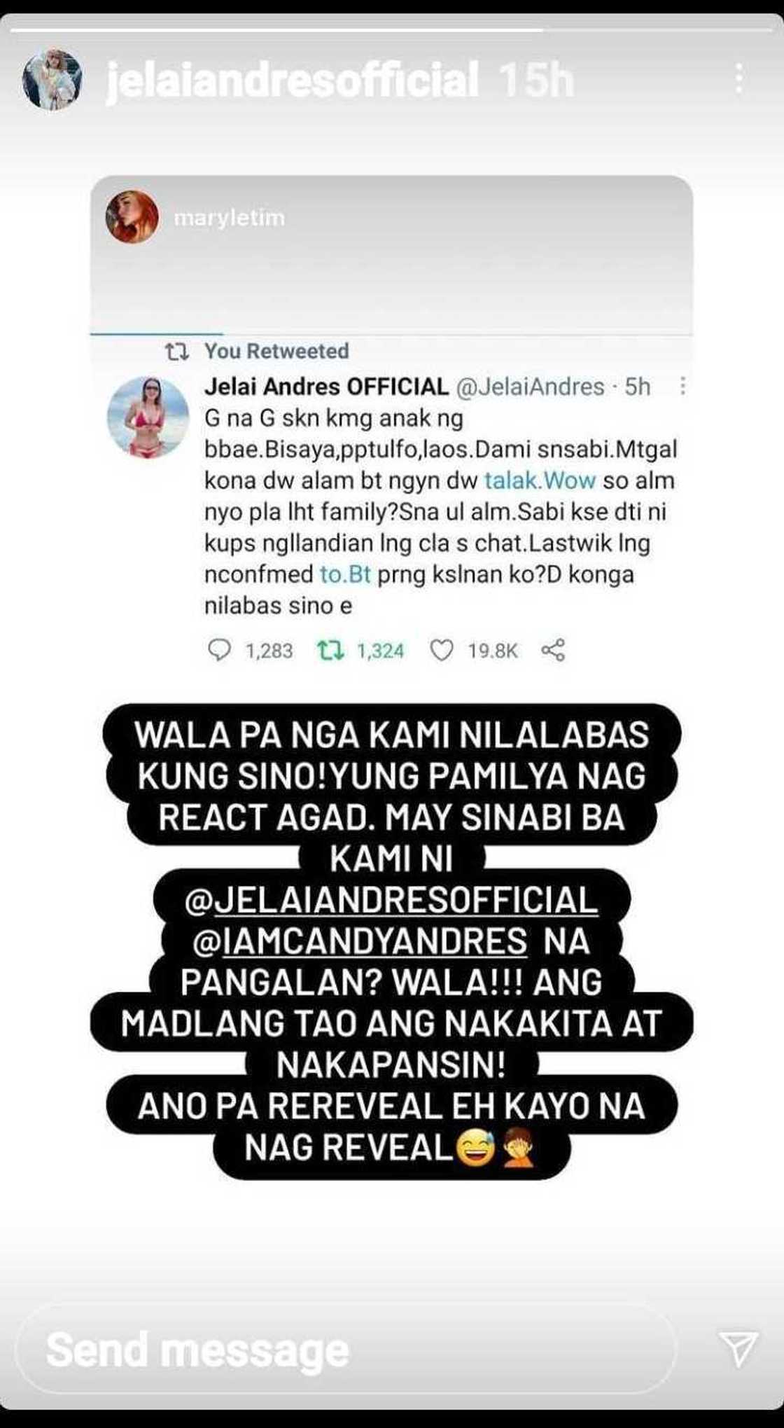 Jelai Andres, sinegundahan ang patutsada ng kaibigan: “May sinabi ba kami na pangalan” Jelai Andres, sinegundahan ang patutsada ng kaibigan: “May sinabi ba kami na pangalan”