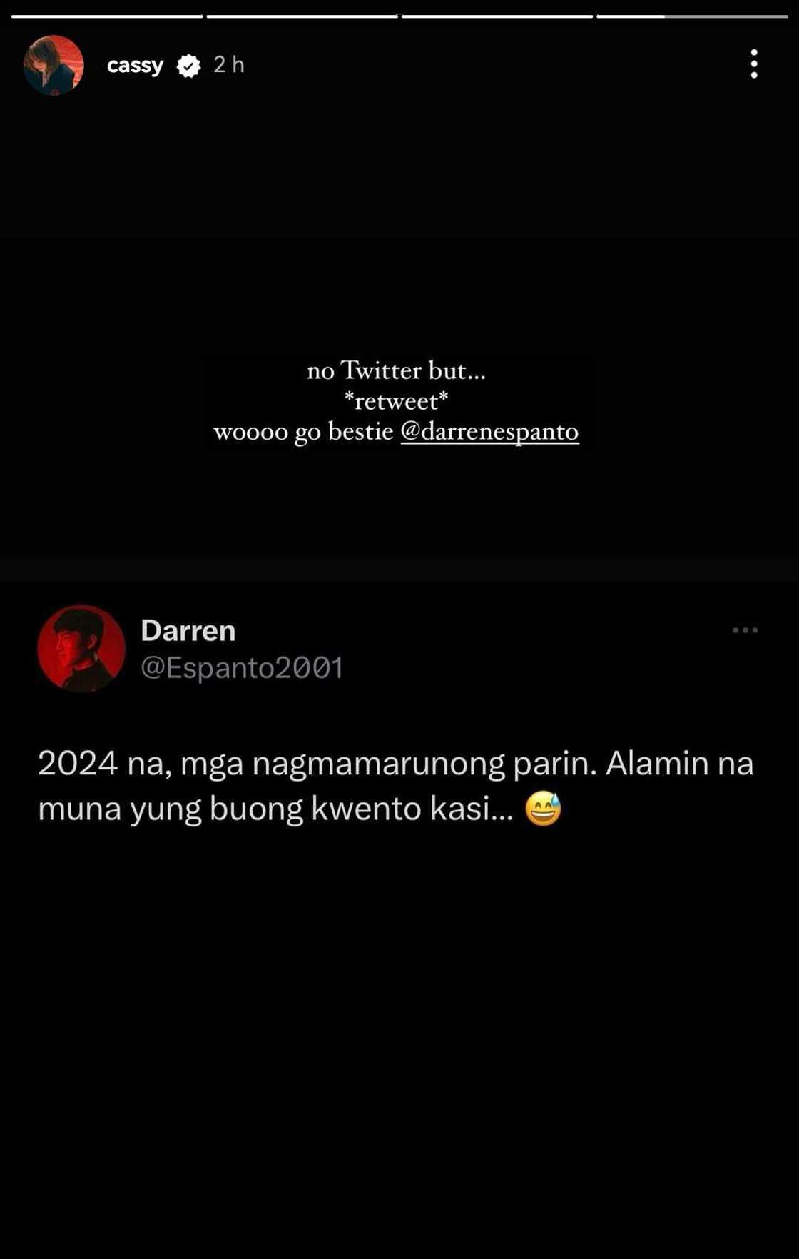 Cassy Legaspi, sinang-ayunan post ni Darren Espanto ukol sa mga umano’y nagmamarunong: “Go bestie” Cassy Legaspi, sinang-ayunan post ni Darren Espanto ukol sa mga umano’y nagmamarunong: “Go bestie”