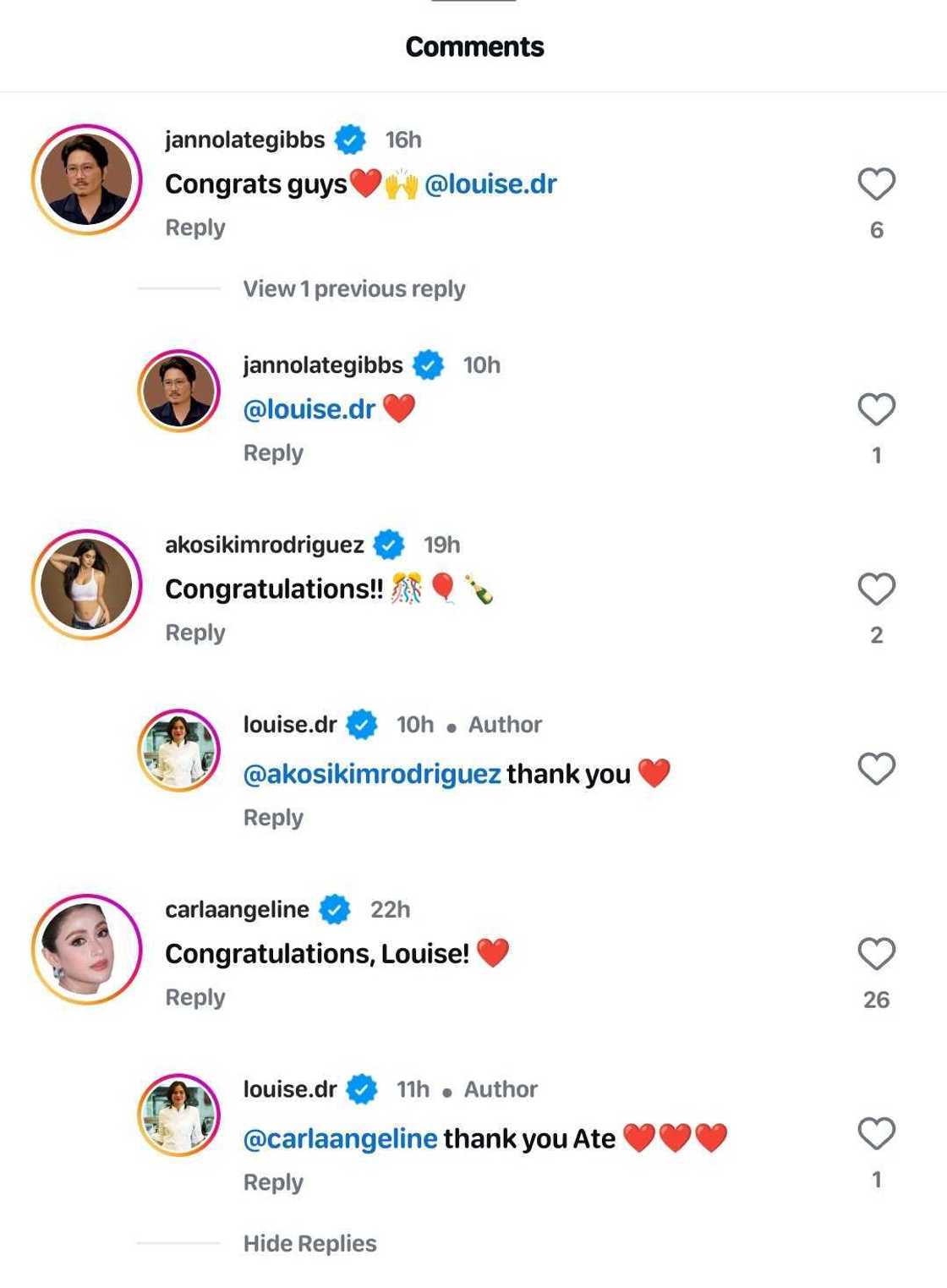 Louise Delos Reyes, engaged na; celebrities, nag-react