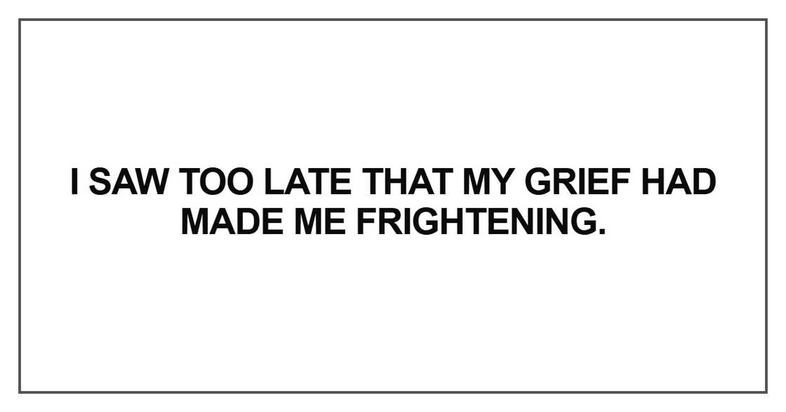 I saw too late that my grief