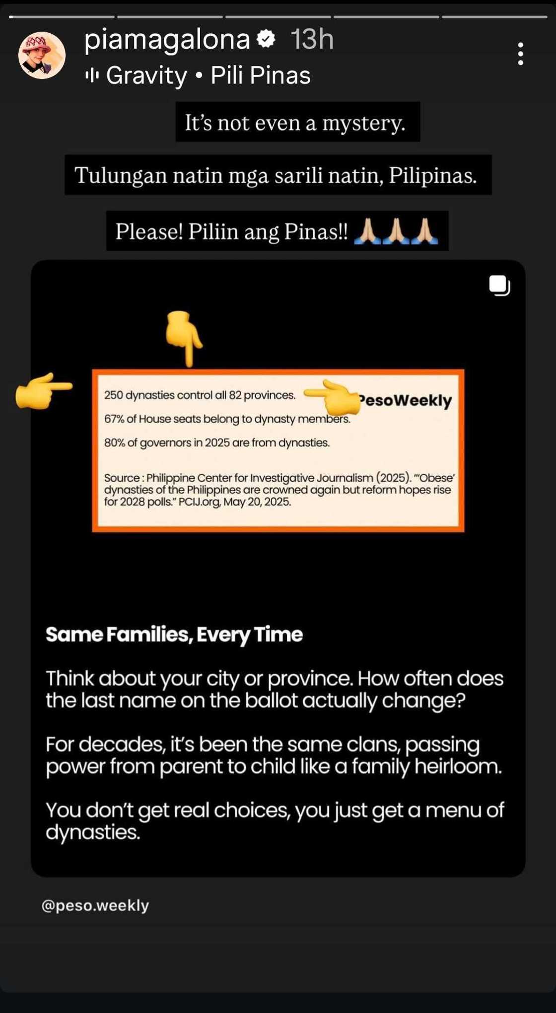 Pia Magalona weighs in on political dynasties: “Piliin ang Pinas!” Pia Magalona weighs in on political dynasties: “Piliin ang Pinas!”