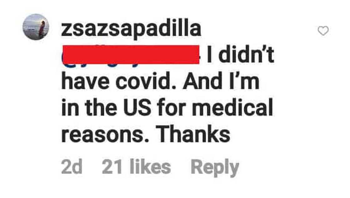 Zsa Zsa Padilla currently in the US due to medical reasons Zsa Zsa Padilla currently in the US due to medical reasons