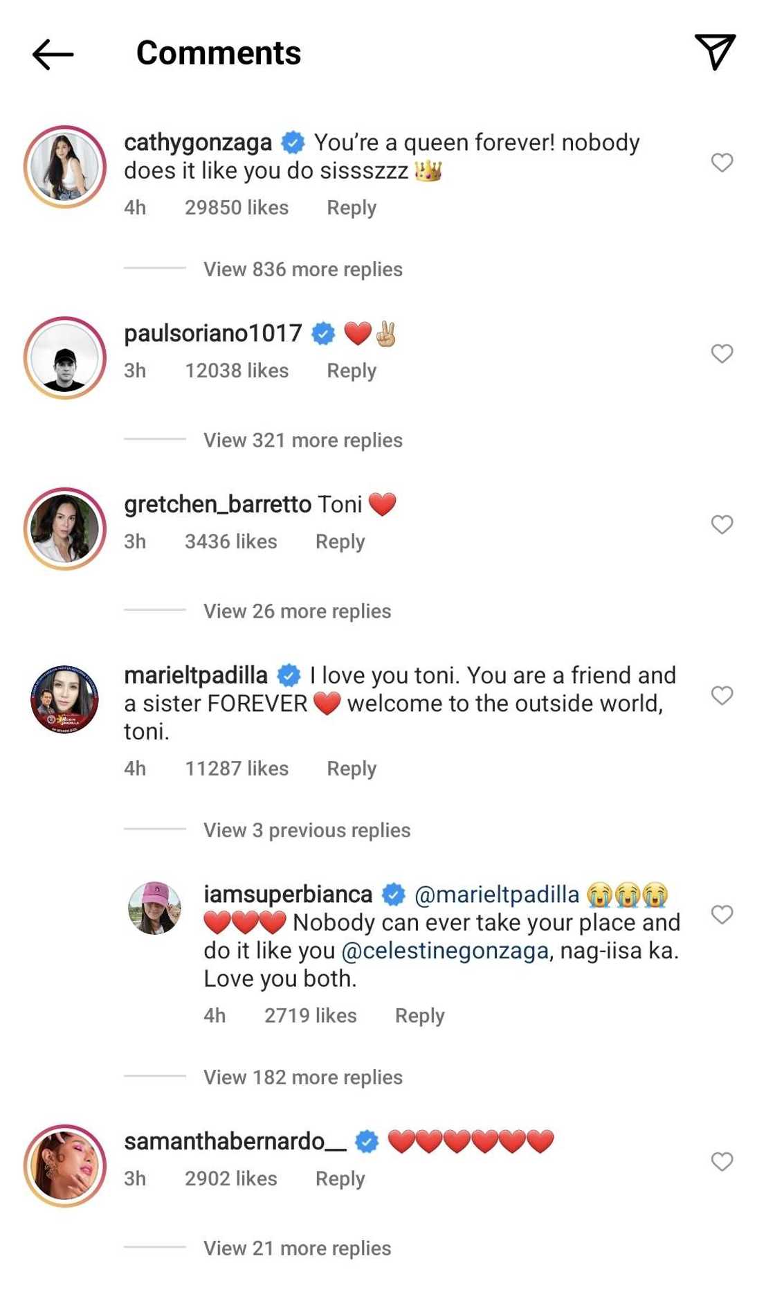 Celebrities show support for Toni Gonzaga amid leaving 'Pinoy Big Brother' Celebrities show support for Toni Gonzaga amid leaving 'Pinoy Big Brother'