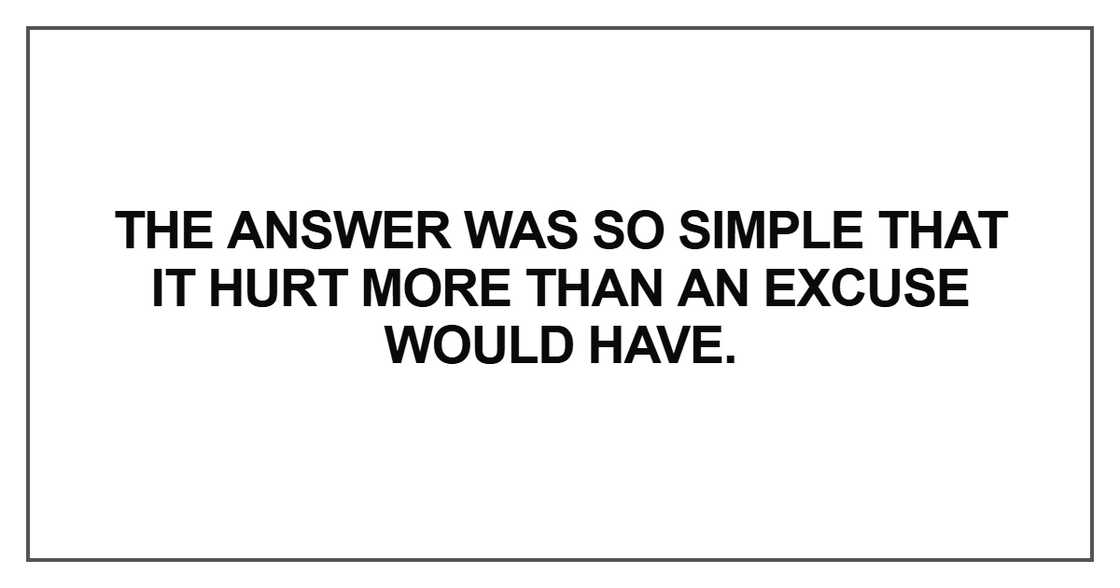 The answer was so simple