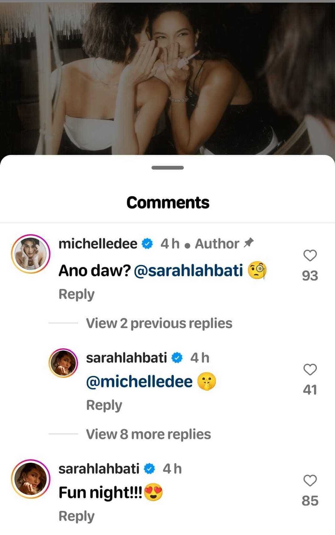 Michelle Dee, may nakakatuwang comment sa pic nila ni Sarah Lahbati na tila nagbubulungan Michelle Dee, may nakakatuwang comment sa pic nila ni Sarah Lahbati na tila nagbubulungan