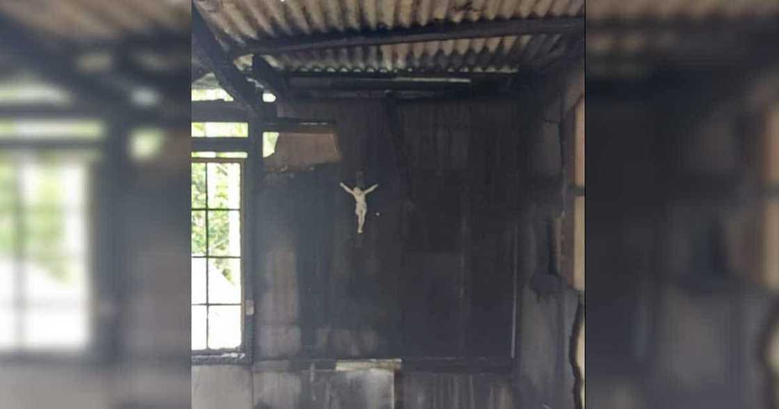 Hindi nasunog! Photos of preserved images of saints despite burned down house go viral Hindi nasunog! Photos of preserved images of saints despite burned down house go viral