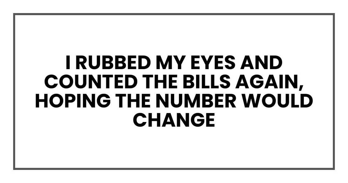 I rubbed my eyes and counted the bills again, hoping the number would change