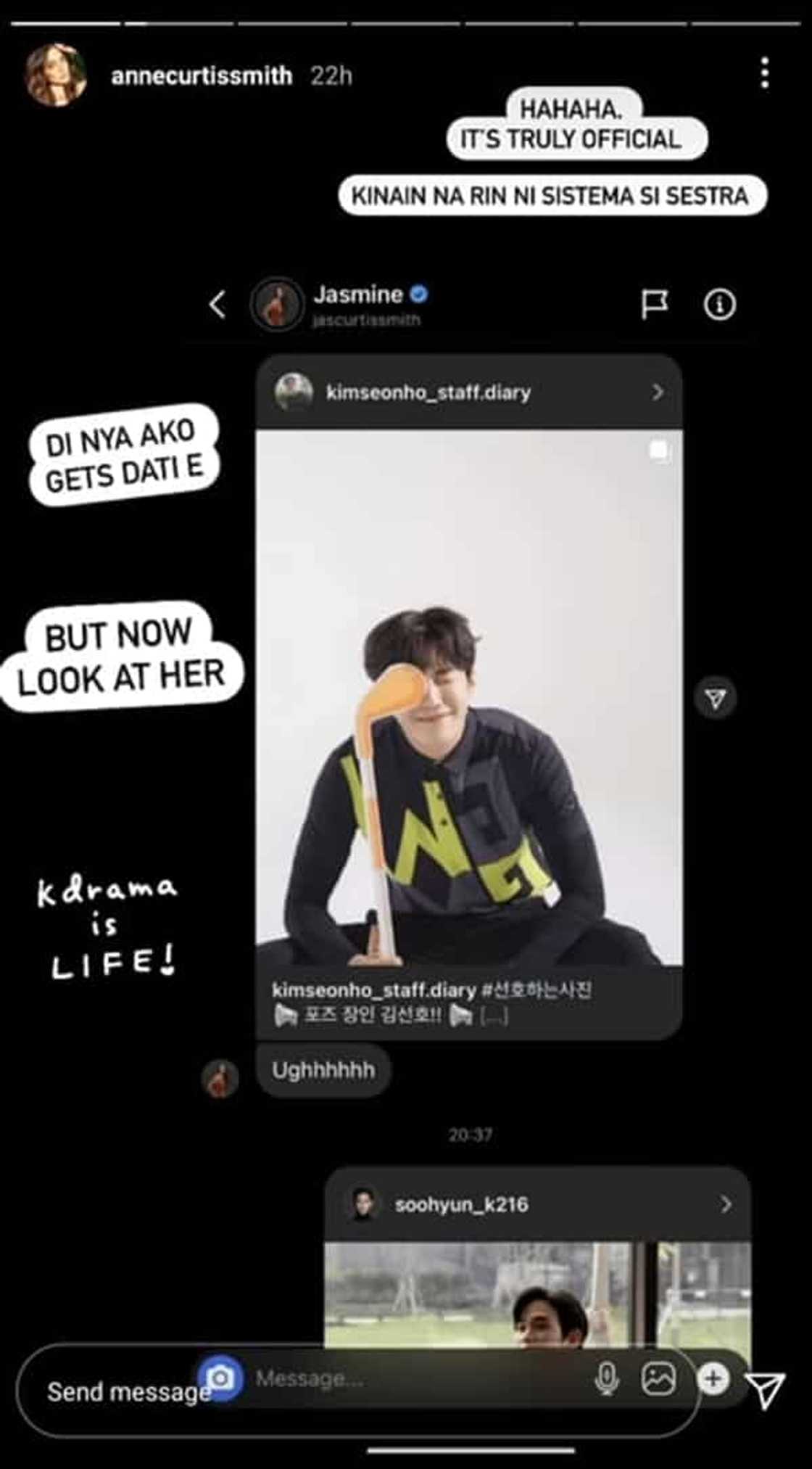 Anne Curtis posts screencap of conversation with Jasmine Curtis: "Di niya ako gets dati" Anne Curtis posts screencap of conversation with Jasmine Curtis: "Di niya ako gets dati"