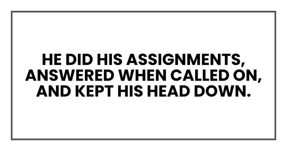 He did his assignments, answered when called on, and kept his head down.