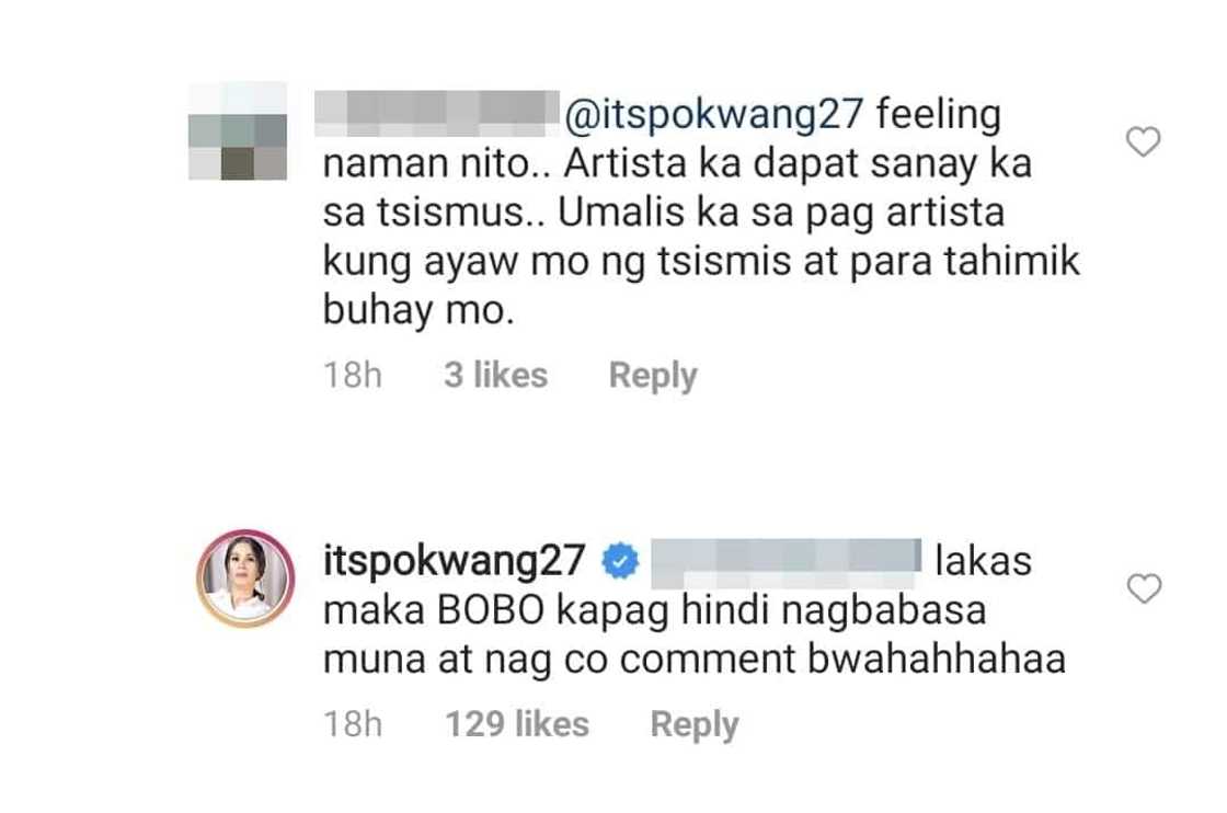 Pokwang, nakipagsagutan sa mga netizens matapos ipagtanggol si Kris Aquino