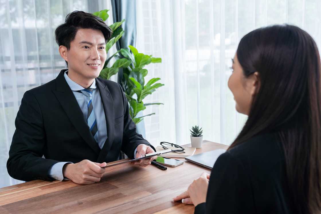 A lady is at the barrister's office A lady is at the barrister's office