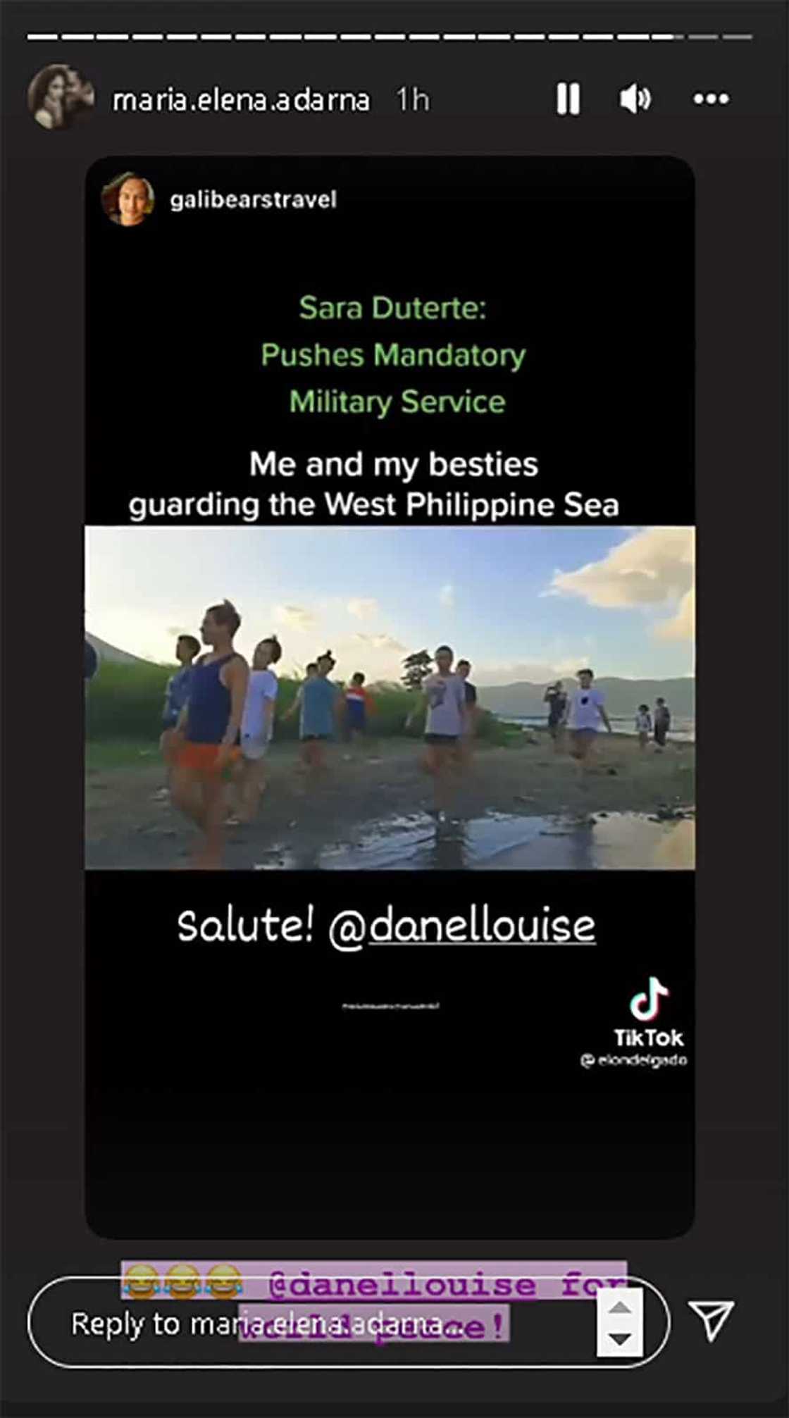 Ellen Adarna, ni-repost ang nakakatawang video na nakasentro sa panukalang “mandatory military service” Ellen Adarna, ni-repost ang nakakatawang video na nakasentro sa panukalang “mandatory military service”