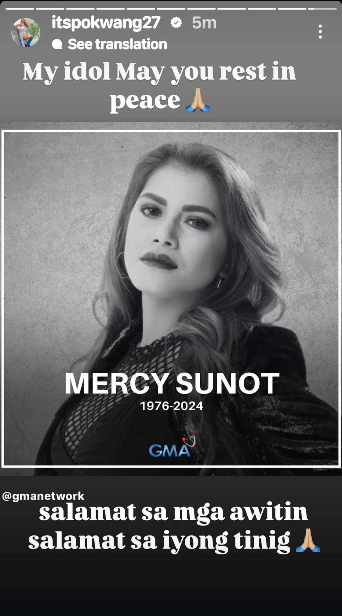 Pokwang, may mensahe sa idol niyang si Mercy Sunot ng Aegis matapos itong pumanaw