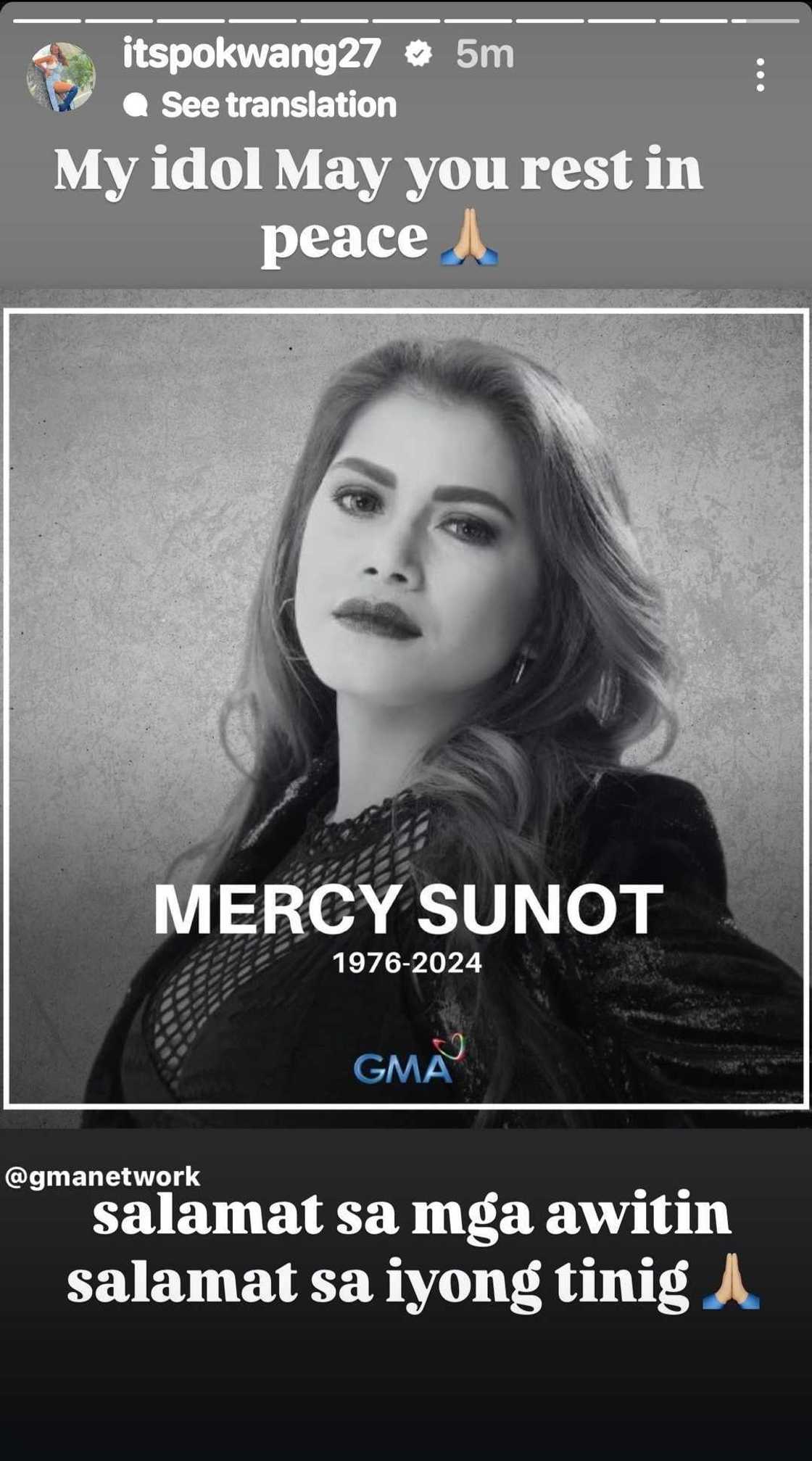 Pokwang, may mensahe sa idol niyang si Mercy Sunot ng Aegis matapos itong pumanaw Pokwang, may mensahe sa idol niyang si Mercy Sunot ng Aegis matapos itong pumanaw