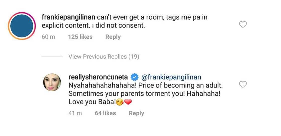 Frankie Pangilinan reacts after her mom Sharon Cuneta tagged her in post with ‘explicit’ content