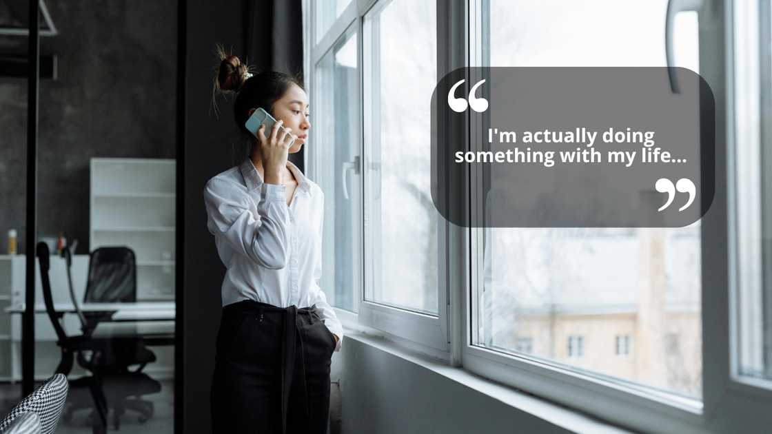 A serious woman on a call