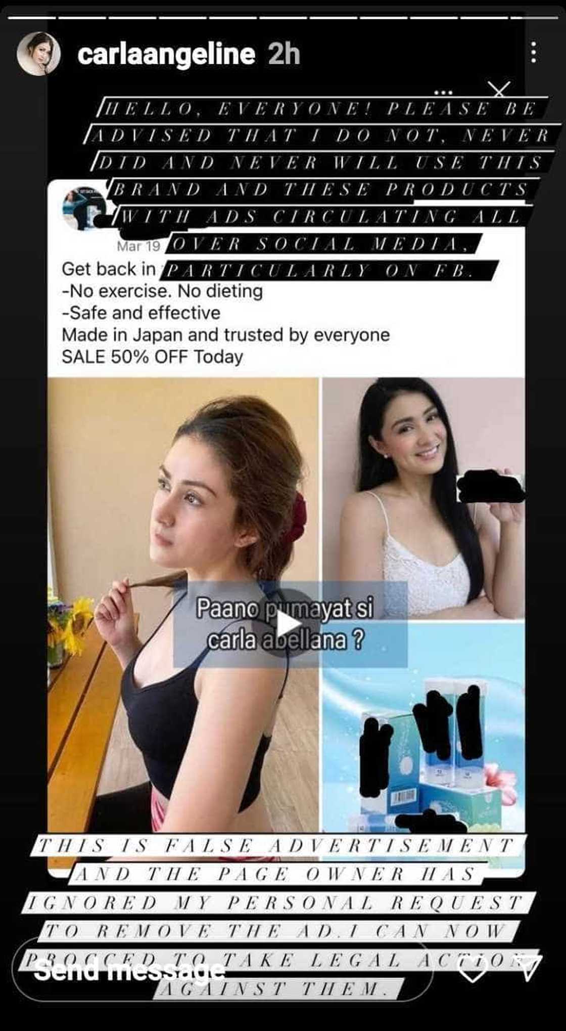 Carla Abellana to take legal action against brand that uses her for fake advertisement Carla Abellana to take legal action against brand that uses her for fake advertisement