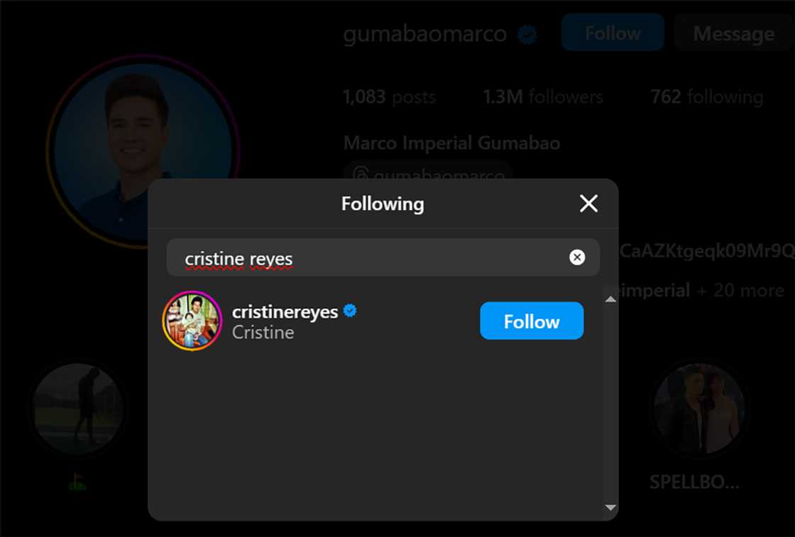 Marco Gumabao, muling nag-follow kay Cristine Reyes sa social media Marco Gumabao, muling nag-follow kay Cristine Reyes sa social media