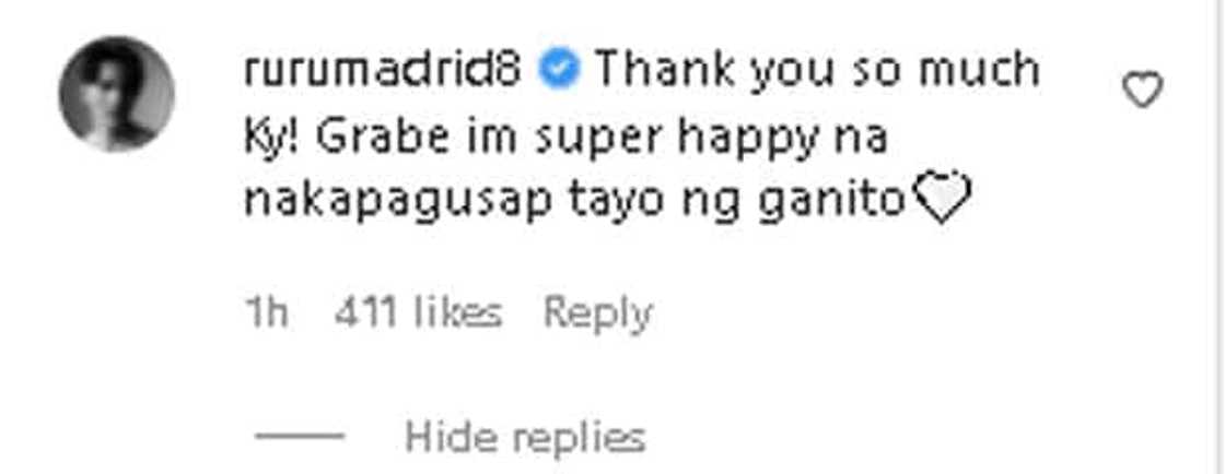 Ruru Madrid's comment on Kylie Padilla's post brings kilig feels to netizens Ruru Madrid's comment on Kylie Padilla's post brings kilig feels to netizens