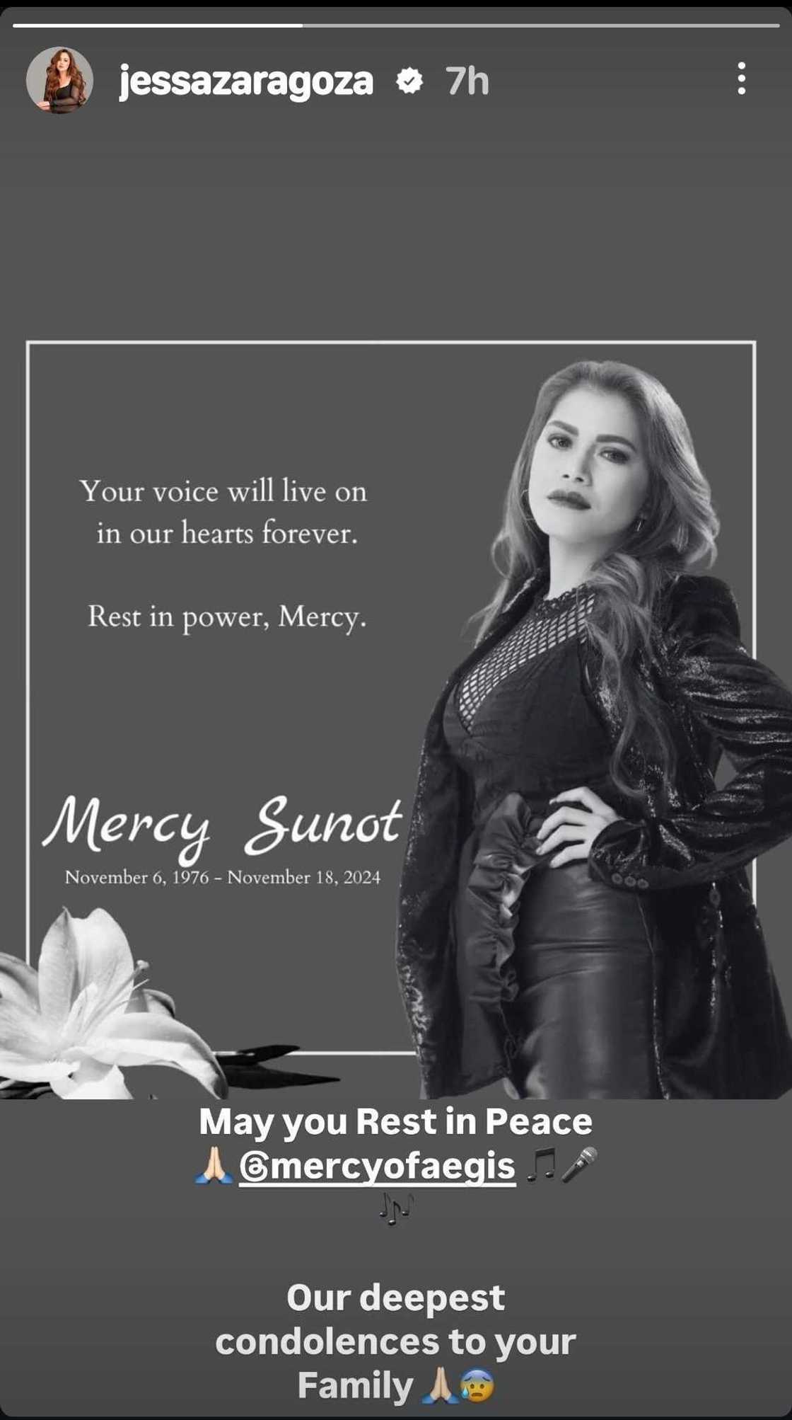 Jessa Zaragoza, may reaksyon sa pagpanaw ni Mercy Sunot ng Aegis Jessa Zaragoza, may reaksyon sa pagpanaw ni Mercy Sunot ng Aegis
