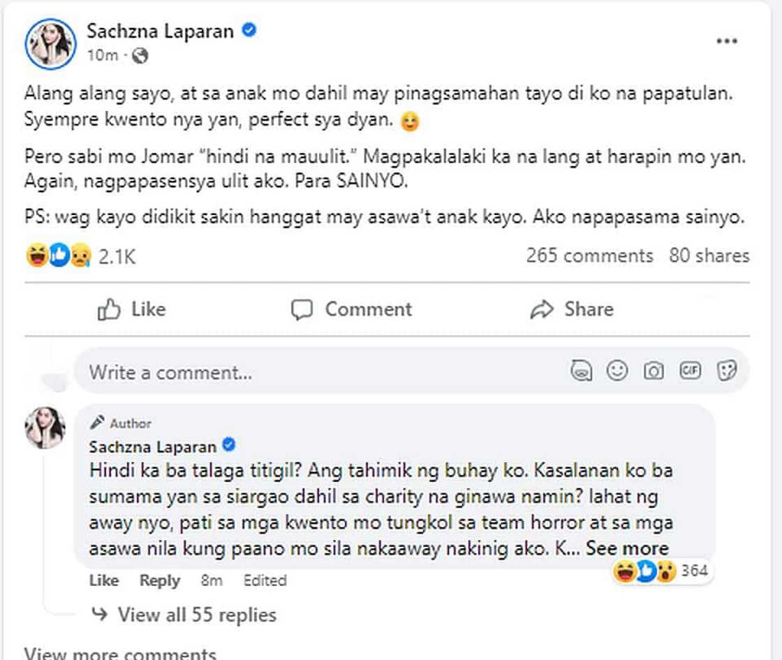Sachzna Laparan, binura na ang kanyang 'patol moments': "Rektang kaso na lang daw." Sachzna Laparan, binura na ang kanyang 'patol moments': "Rektang kaso na lang daw."