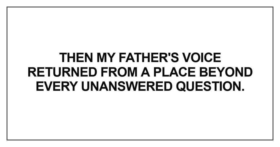 Then my father's voice returned from