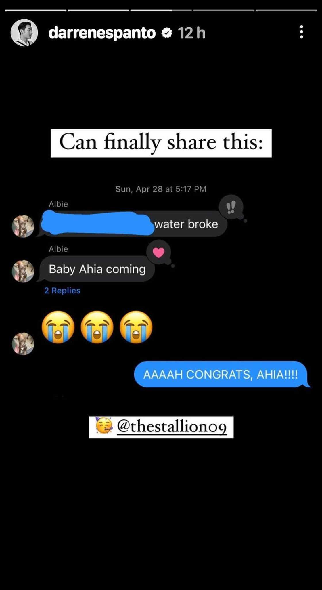 Darren Espanto, ibinahagi ang screenshot ng convo nila Albie Casiño bago ipanganak ang baby ng huli