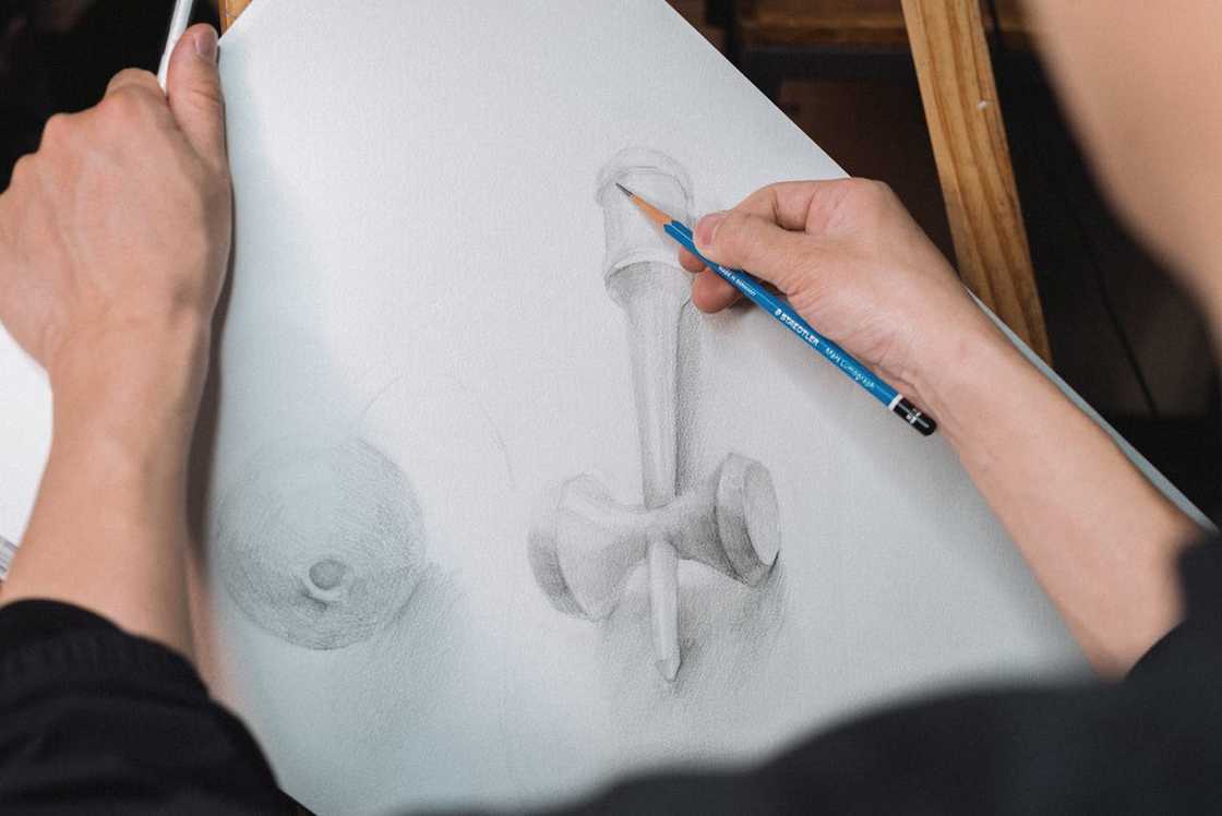 Person sketching quietly in a small library or park, sketchbook open Person sketching quietly in a small library or park, sketchbook open