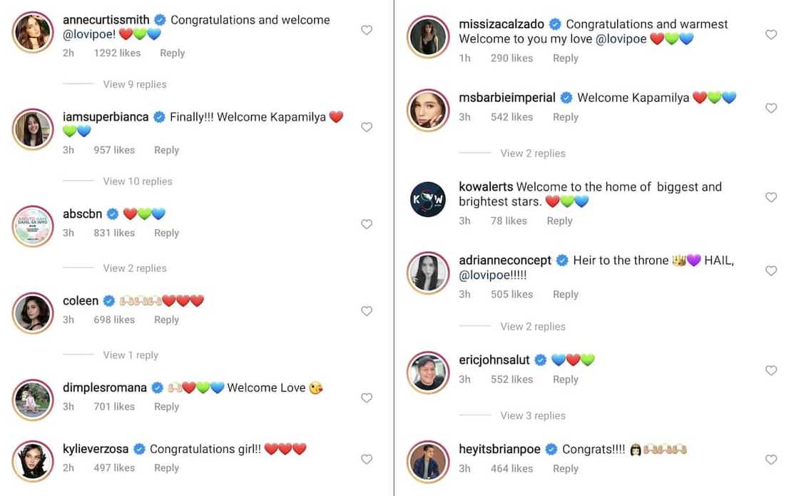 Celebrities congratulate and welcome Lovi Poe to the Kapamilya network Celebrities congratulate and welcome Lovi Poe to the Kapamilya network