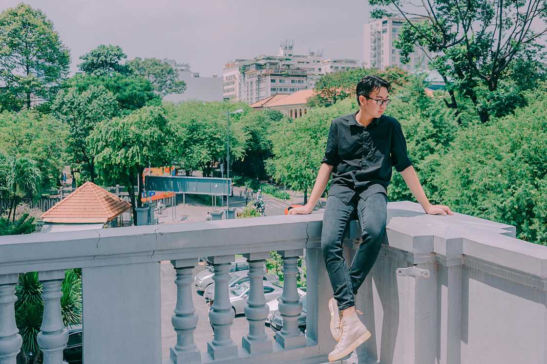A man sitting on a veranda