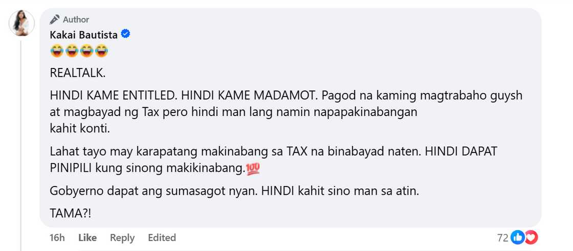 Kakai Bautista, may saloobin sa mataas na singil sa kuryente & pagbabayad ng buwis pero walang ayuda Kakai Bautista, may saloobin sa mataas na singil sa kuryente & pagbabayad ng buwis pero walang ayuda