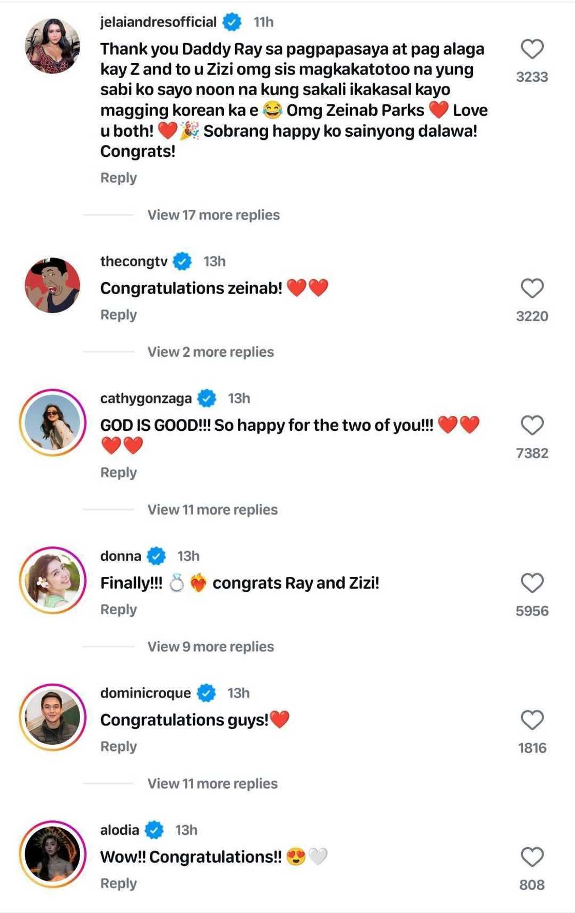 Celebrities react to Zeinab Harake, Ray Parks' engagement Celebrities react to Zeinab Harake, Ray Parks' engagement