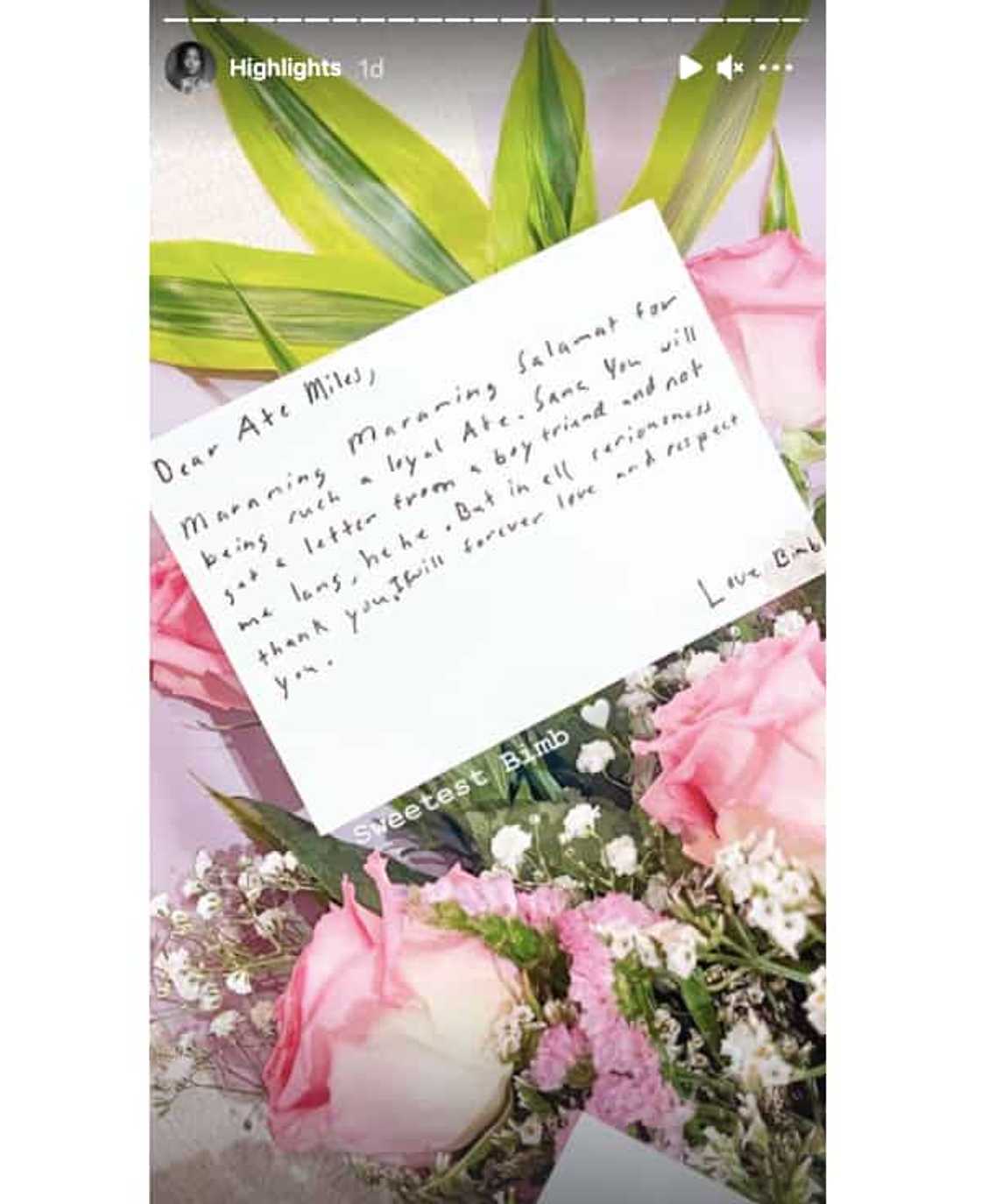 Kris Aquino’s son Bimby sends flowers, sweet letter to Miles Ocampo Kris Aquino’s son Bimby sends flowers, sweet letter to Miles Ocampo