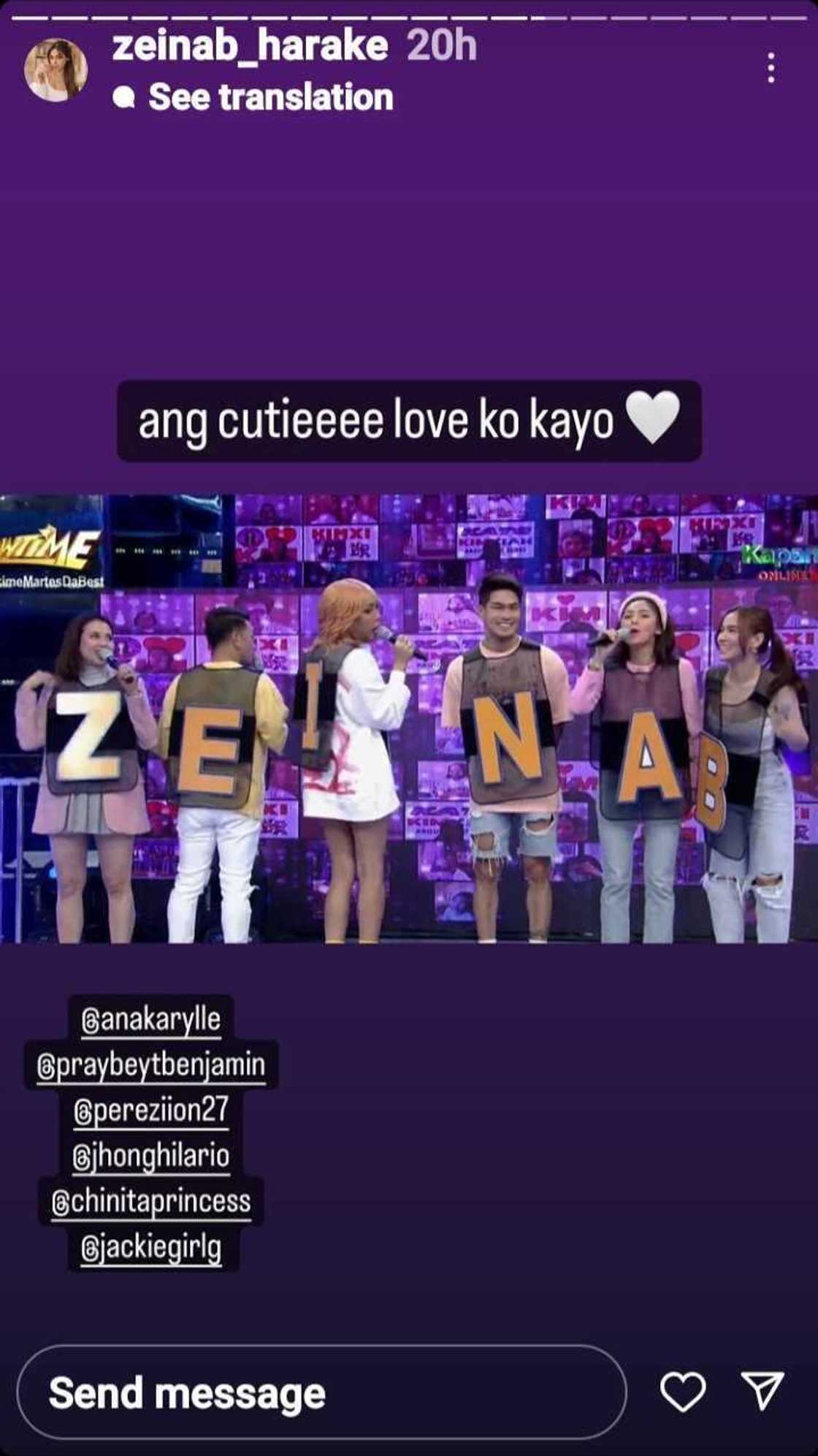 Zeinab Harake, natuwa sa ‘It’s Showtime’ hosts na ini-spell ang pangalan niya sa ‘Vest in Spelling’ Zeinab Harake, natuwa sa ‘It’s Showtime’ hosts na ini-spell ang pangalan niya sa ‘Vest in Spelling’