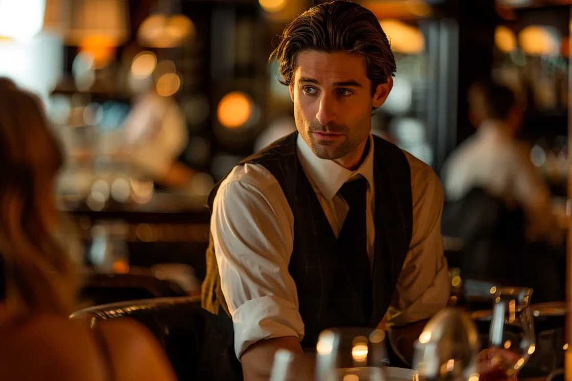 A waiter in a restaurant A waiter in a restaurant