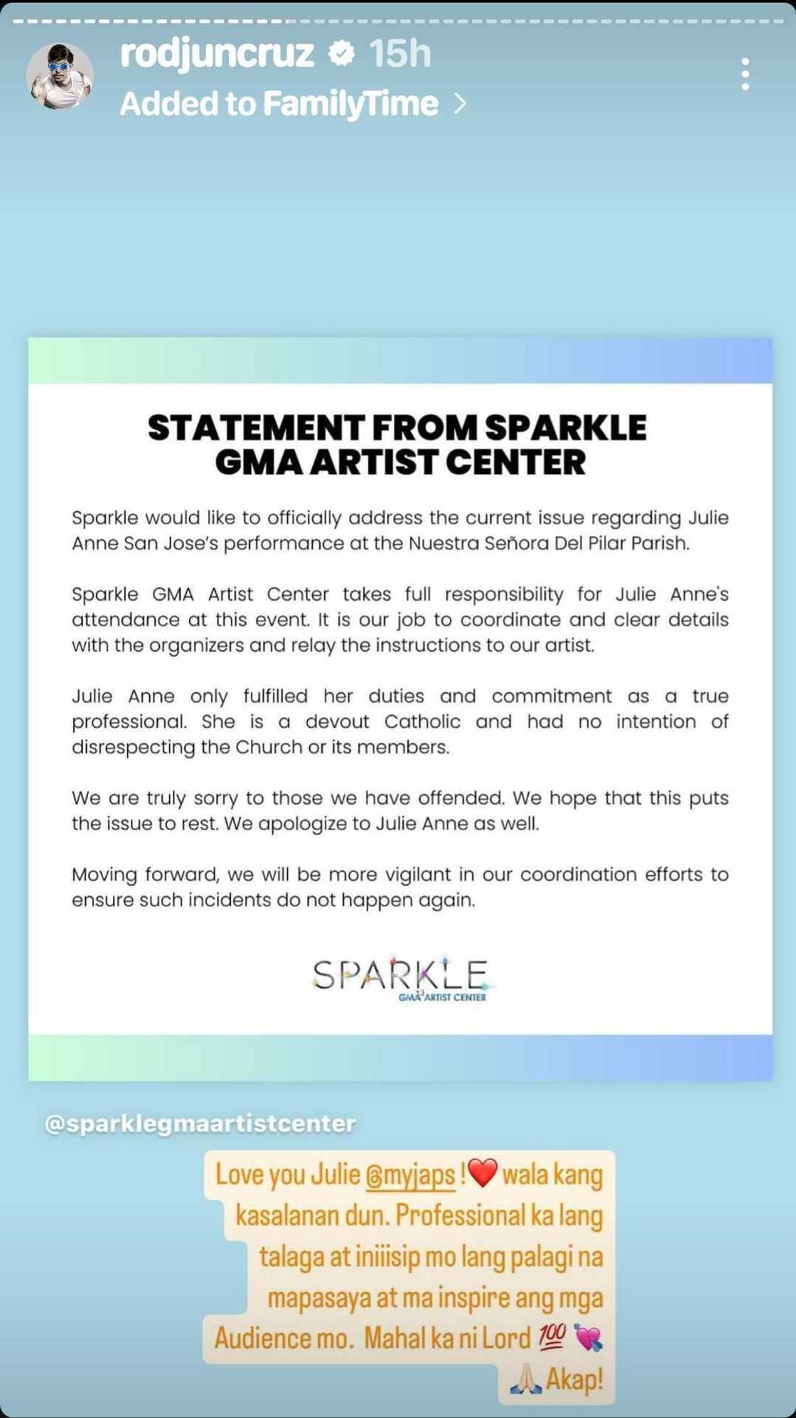 Rodjun Cruz, may mensahe kay Julie Anne San Jose matapos ang viral altar performance ng singer Rodjun Cruz, may mensahe kay Julie Anne San Jose matapos ang viral altar performance ng singer