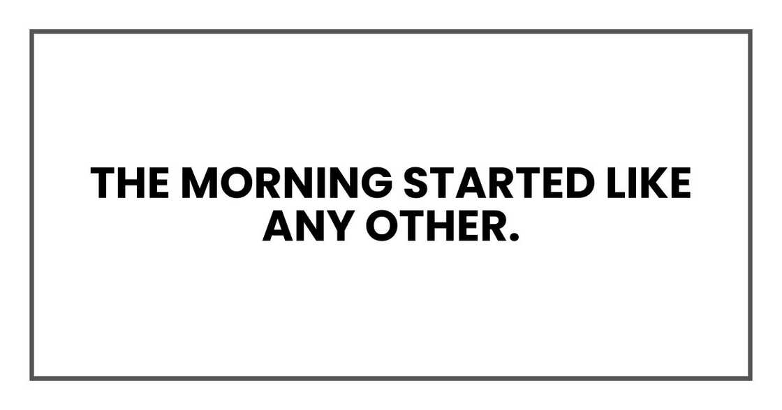 The morning started like any other. The morning started like any other.
