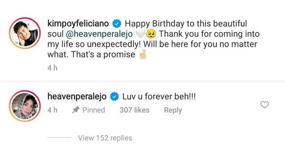 Heaven Peralejo replies to Kimpoy Feliciano's touching birthday message for her: "Luv u forever beh" Heaven Peralejo replies to Kimpoy Feliciano's touching birthday message for her: "Luv u forever beh"