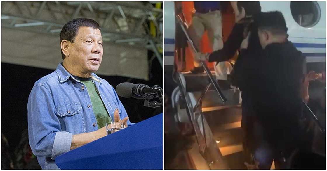 Former President Rodrigo Duterte boards chartered plane bound for the Hague