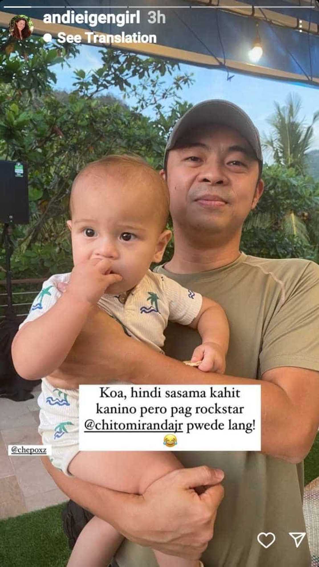 Andi Eigenmann shares photo of Chito Miranda cradling baby Koa Andi Eigenmann shares photo of Chito Miranda cradling baby Koa