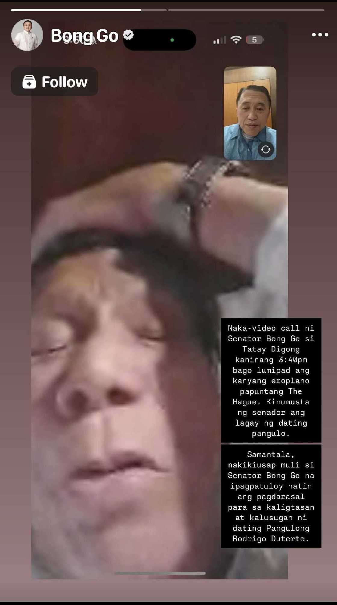 Sen. Bong Go, naka-video call si dating Pangulong Rodrigo Duterte Sen. Bong Go, naka-video call si dating Pangulong Rodrigo Duterte