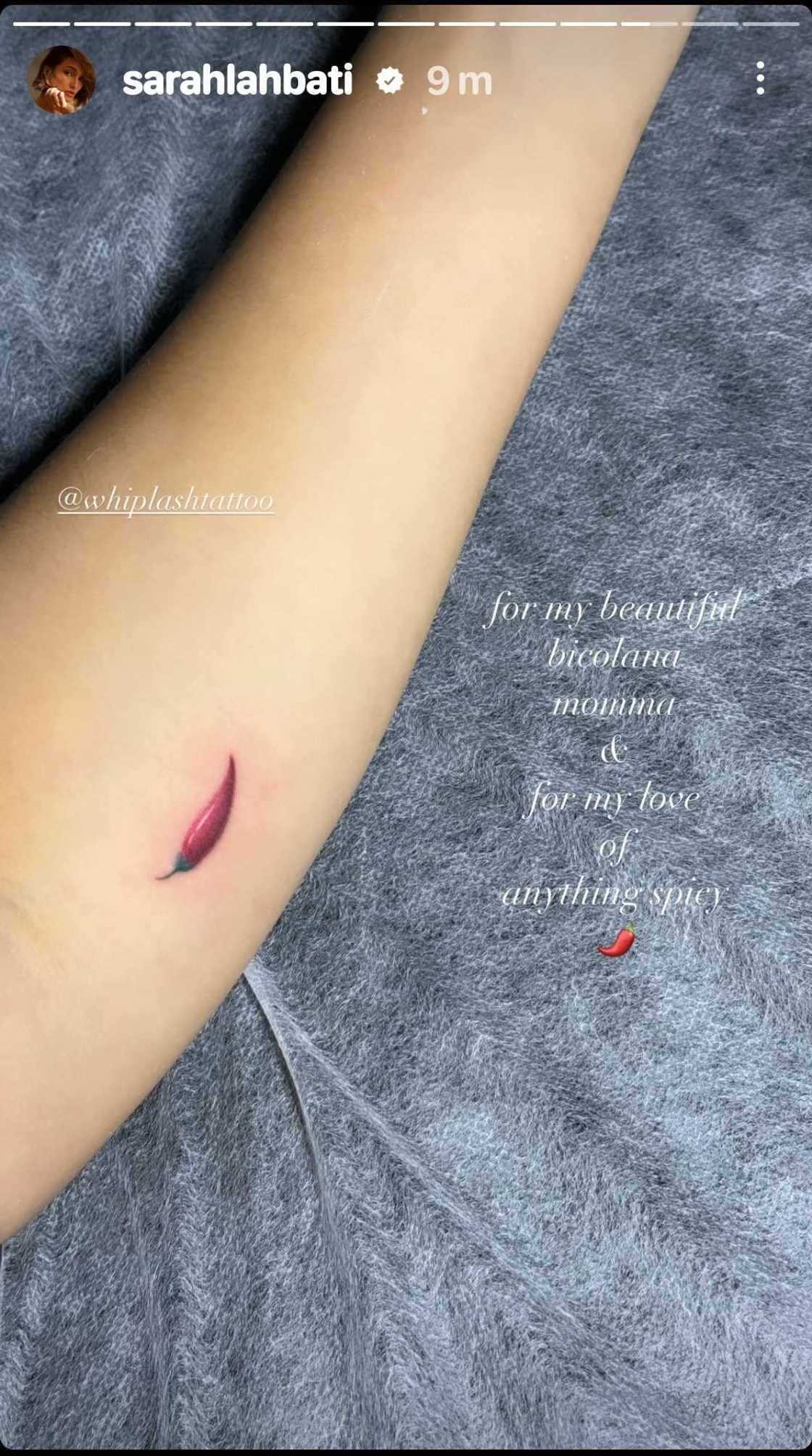 Sarah Lahbati, ibinida ang bagong tattoo niya: “for my beautiful Bicolana momma” Sarah Lahbati, ibinida ang bagong tattoo niya: “for my beautiful Bicolana momma”