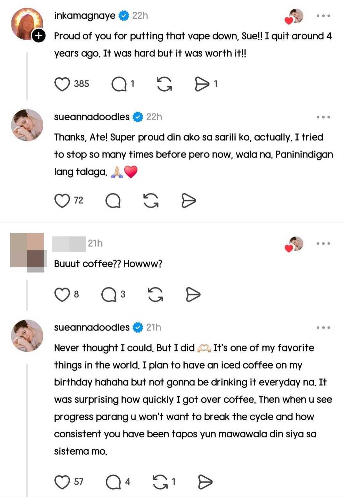 Sue Ramirez, pinuri matapos i-share ang mga "habits" na kanyang binitawan na Sue Ramirez, pinuri matapos i-share ang mga "habits" na kanyang binitawan na