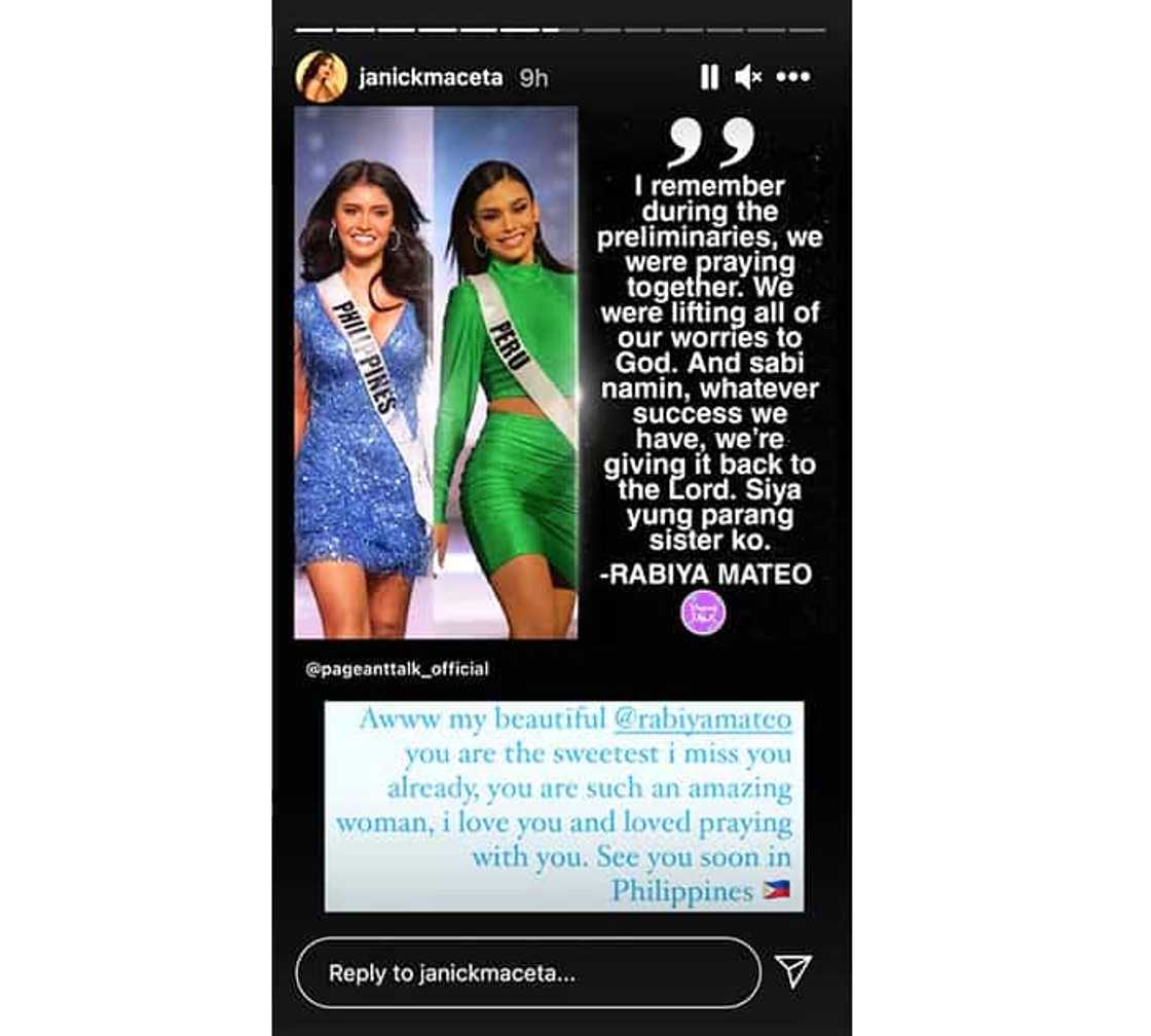Miss Peru touched by Rabiya Mateo’s sweet words about her Miss Peru touched by Rabiya Mateo’s sweet words about her