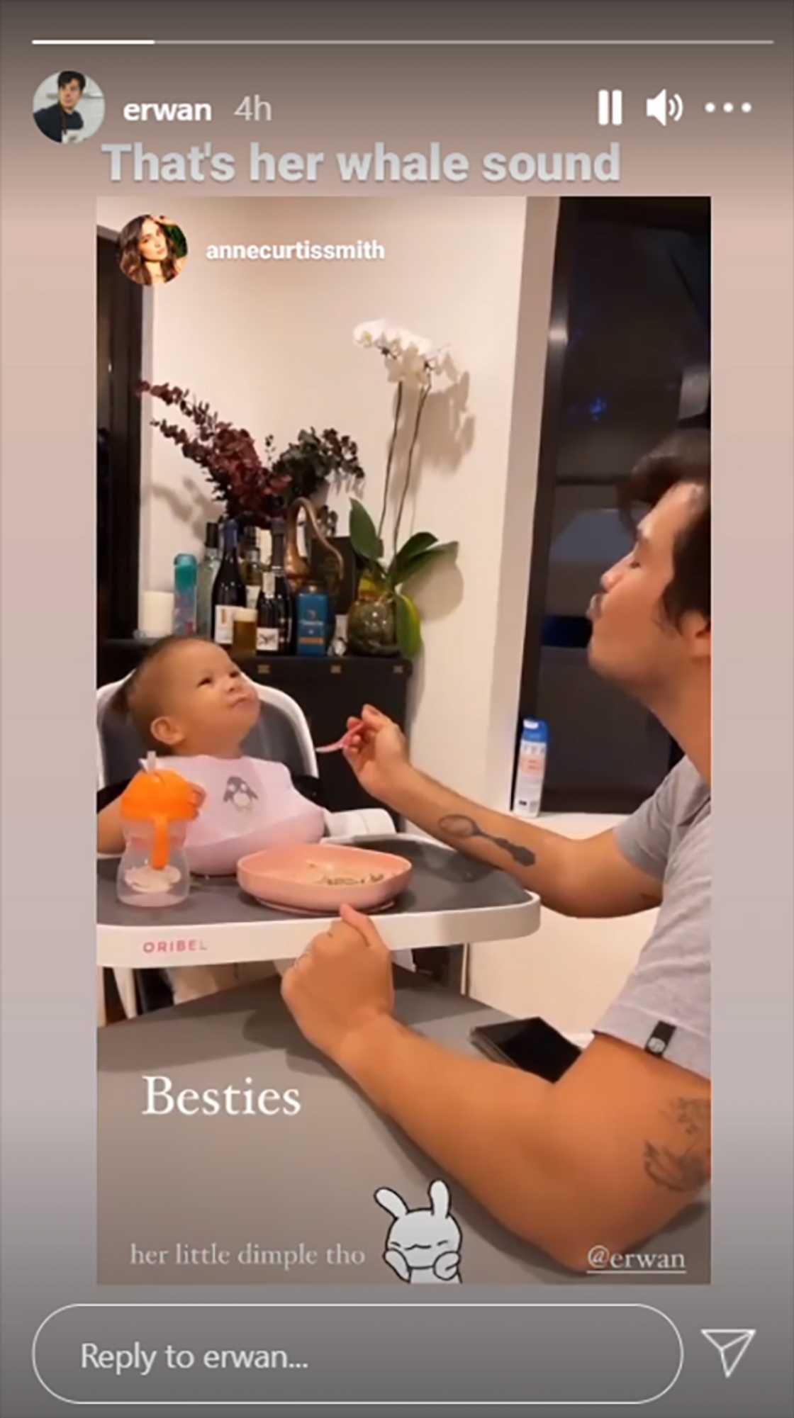 Erwan Heussaff shares funny video of him making faces while feeding Dahlia