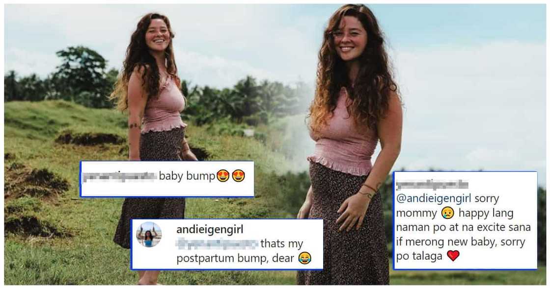 Andi Eigenmann sa netizen na nagsabing my baby bump siya: "Thats my postpartum bump, dear"