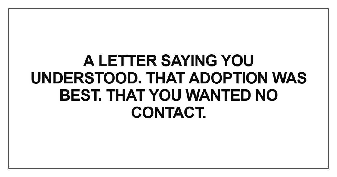 A letter saying you understood A letter saying you understood